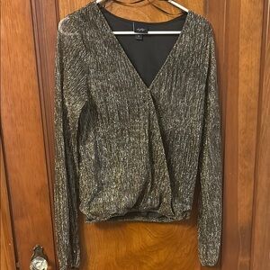 Lush Metallic Gold Long Sleeve Blouse